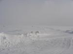 ледовая переправа через Мезень - берегов не видно, сильнейший ветер и снежная метель