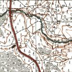 Фрагмент карты 1942 года. Ручей называется Тууснаоя. Metsanvartija - кордон лесной охраны.