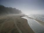 туман стелился по пляжу